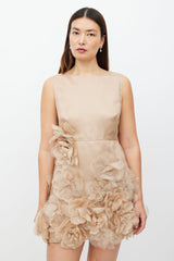 Valentino Beige Ruffled Floral Dress