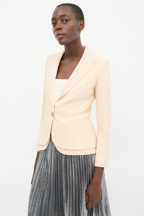 Valentino Beige Wool Peak Lapel Blazer