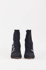 Valentino Black & White VLTN Logo Sock Boot