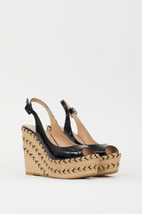 Valentino Black Patent & Espadrille St. Tropez Wedge