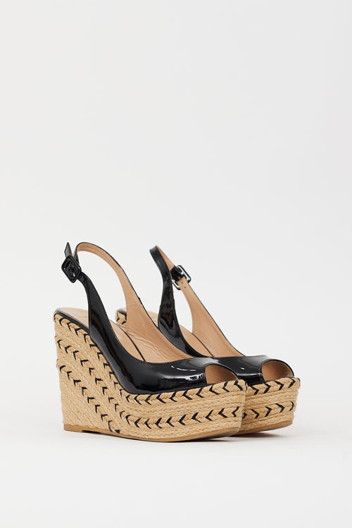 Valentino Black Patent & Espadrille St. Tropez Wedge