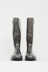 Valentino Black & Beige Lace Print Rubber Boot