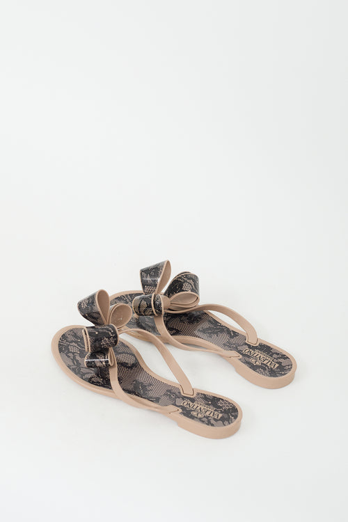 Valentino Black & Brown Rubber Bow Sandal