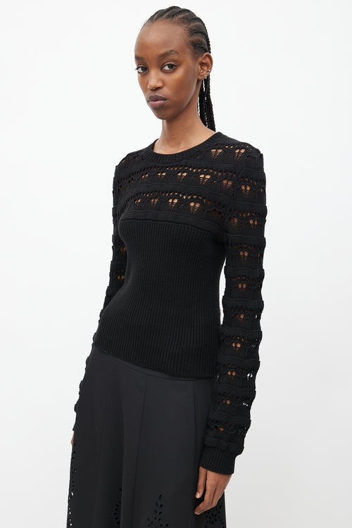 Valentino Black Open Knit Sweater