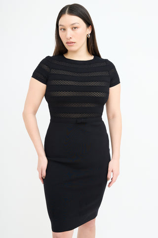 Valentino Black Eyelet Knit Mini Dress