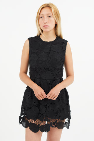 Red Valentino Black Floral Lace Sleeveless Romper