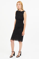 Valentino Black Eyelet Lace Ruched Top & Skirt Co-Ord Set