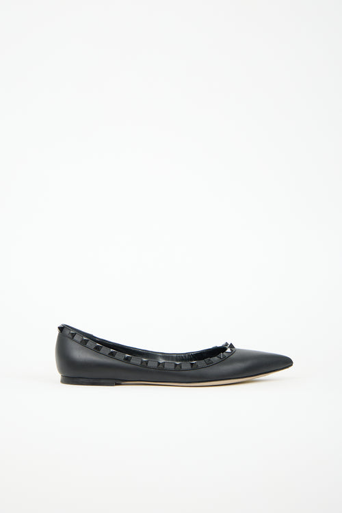 Valentino Leather Rockstud Ballet Flat