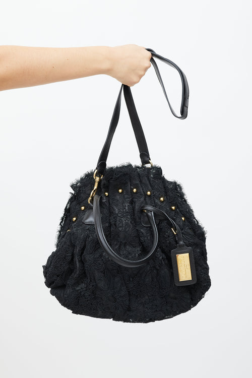 Valentino Black & Gold Lace Bag