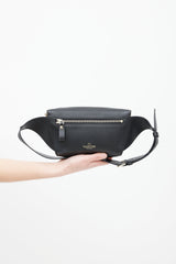 Valentino Black & Gold Rockstud Leather Belt Bag