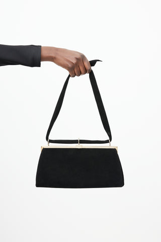 Valentino Black & Gold Suede Knotted Bag