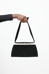 Valentino Black & Gold Suede Knotted Bag