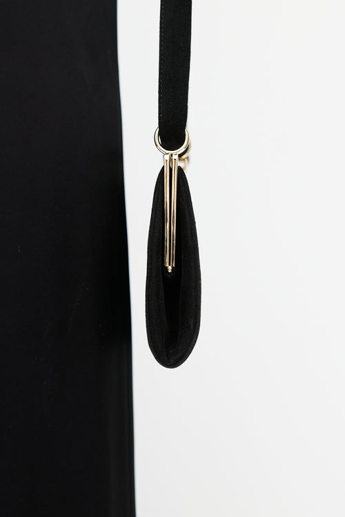 Valentino Black & Gold Suede Knotted Bag