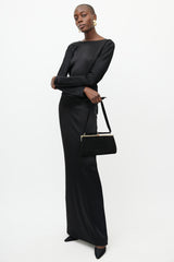 Valentino Black & Gold Suede Knotted Bag