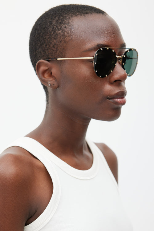 Valentino Black & Gold VA2013 Jewel Sunglasses
