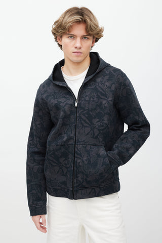 Valentino Black & Grey Butterfly Print Zip Up Hoodie