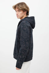 Valentino Black & Grey Butterfly Print Zip Up Hoodie