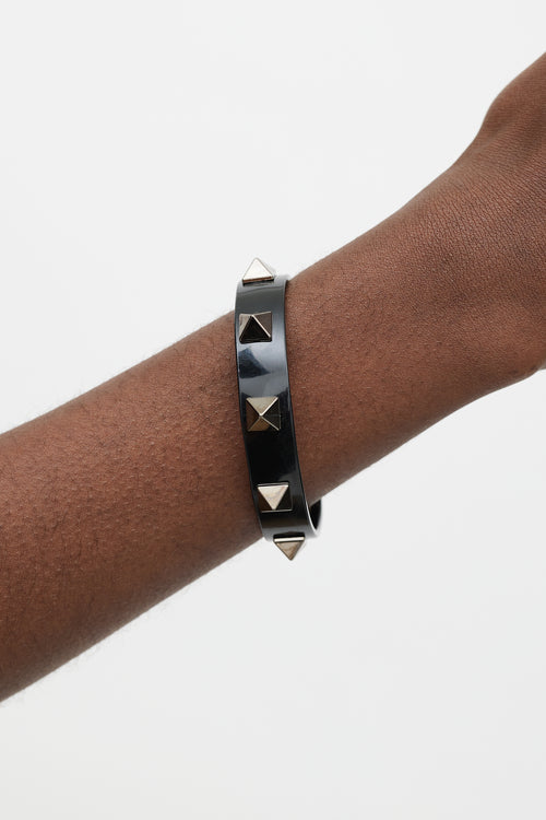 Valentino Black & Gunmetal Rockstud Bracelet