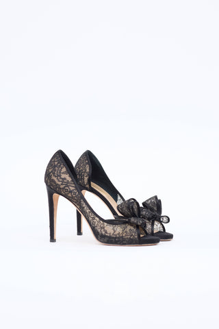 Valentino Lace Peep Toe Pump