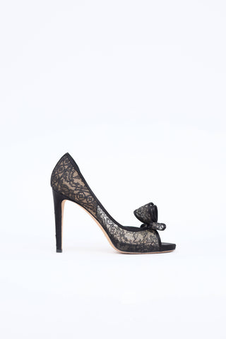 Valentino Lace Peep Toe Pump