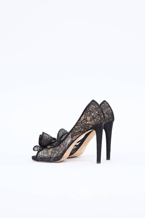 Valentino Lace Peep Toe Pump