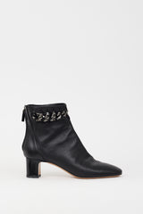 Valentino Black Leather & Chain Cutout Boot