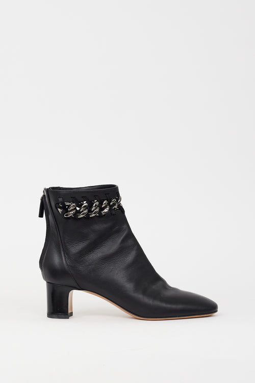 Valentino Black Leather & Chain Cutout Boot