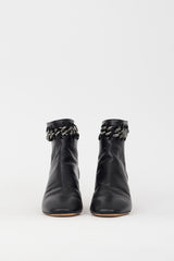 Valentino Black Leather & Chain Cutout Boot