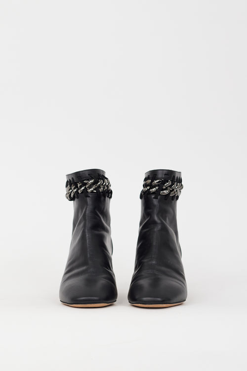 Valentino Black Leather & Chain Cutout Boot