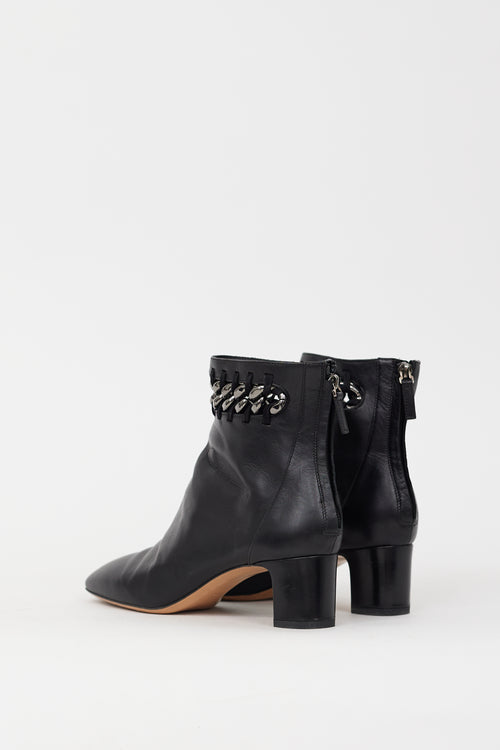 Valentino Black Leather & Chain Cutout Boot