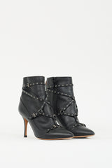 Valentino Black Leather Love Latch Harness Boot