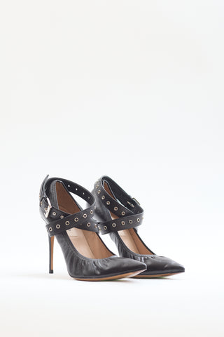 Valentino Black Leather Love Latch Pump