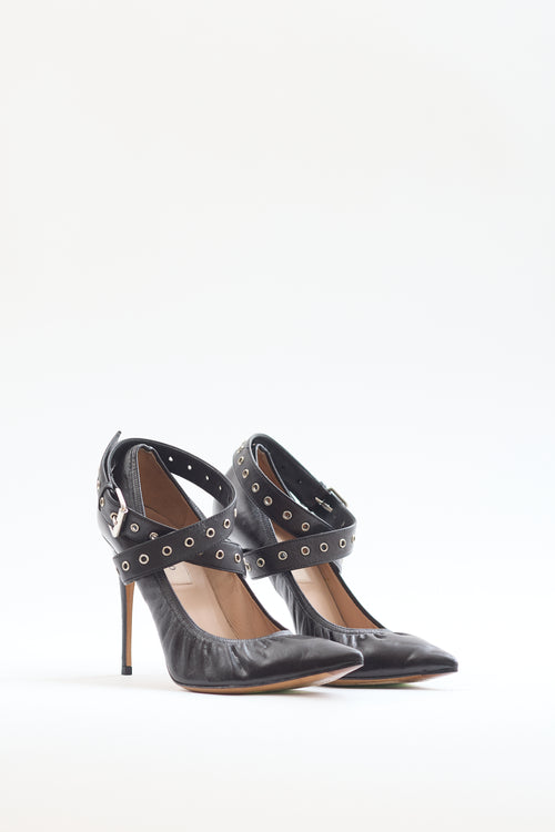 Valentino Black Leather Love Latch Pump