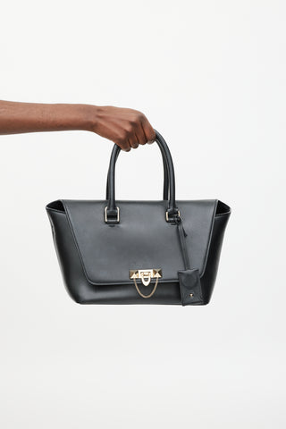 Valentino Black Leather RockStud Top Handle Bag