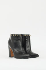 Valentino Black Leather Rockstud Ankle Boot