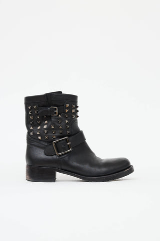 Valentino Rockstud Moto Ankle Boot