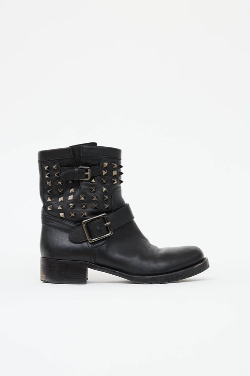 Valentino Rockstud Moto Ankle Boot