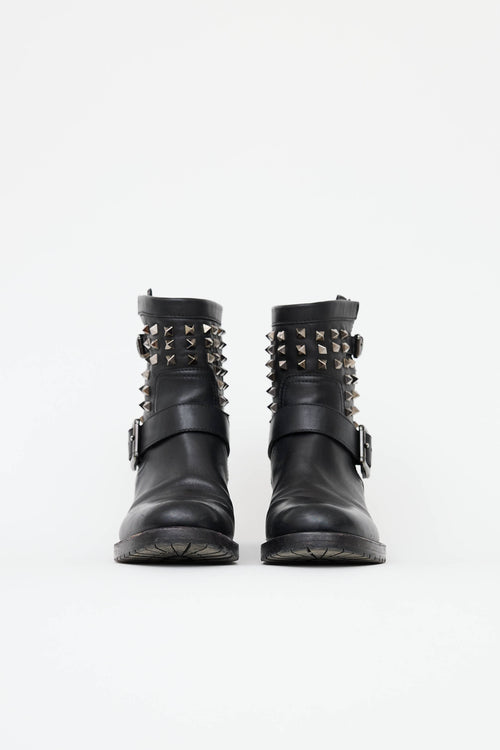 Valentino Rockstud Moto Ankle Boot