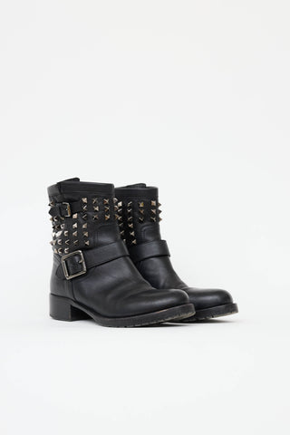 Valentino Rockstud Moto Ankle Boot