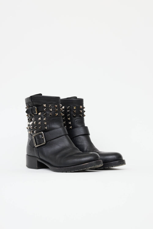 Valentino Rockstud Moto Ankle Boot
