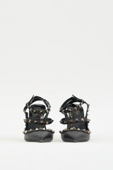 Valentino Black Leather Rockstud Caged Pump