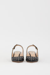 Valentino Black Quilted Leather Mini Rockstud Slingback Pump