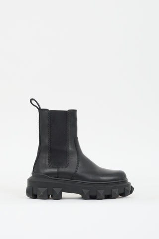 Valentino Black Leather Trackstud Beatle Boot