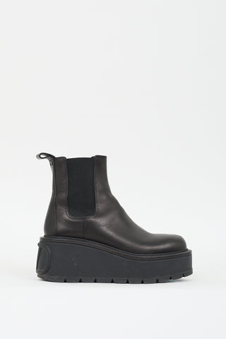 Valentino Black Leather VLogo Uniqueform Boot