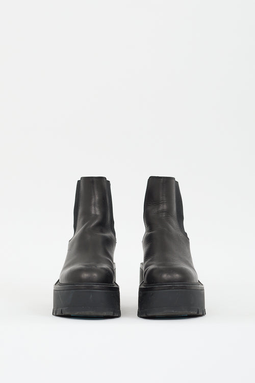 Valentino Black Leather VLogo Uniqueform Boot