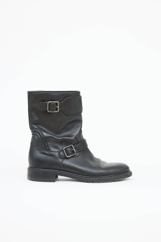 Valentino Leather Moto Ankle Boot