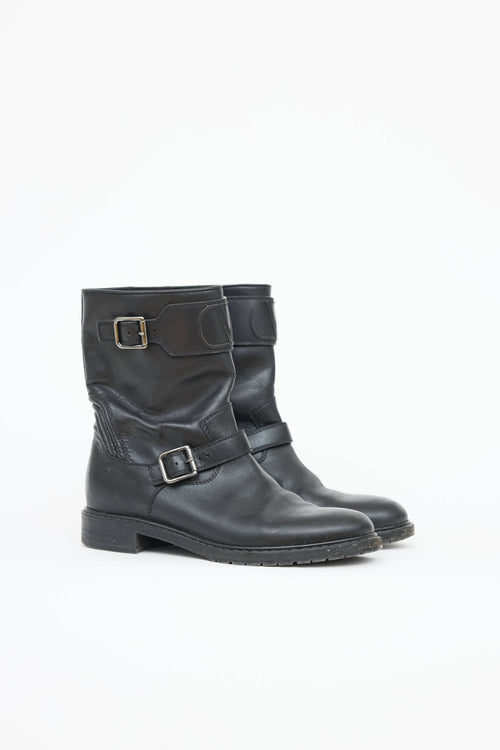 Valentino Leather Moto Ankle Boot