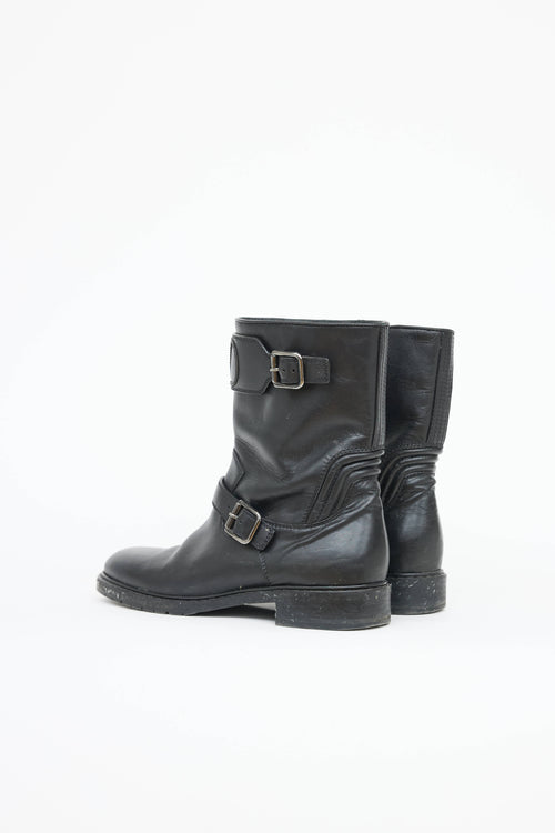 Valentino Leather Moto Ankle Boot