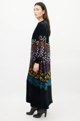Valentino Black & Multicolour Floral Velvet Dress