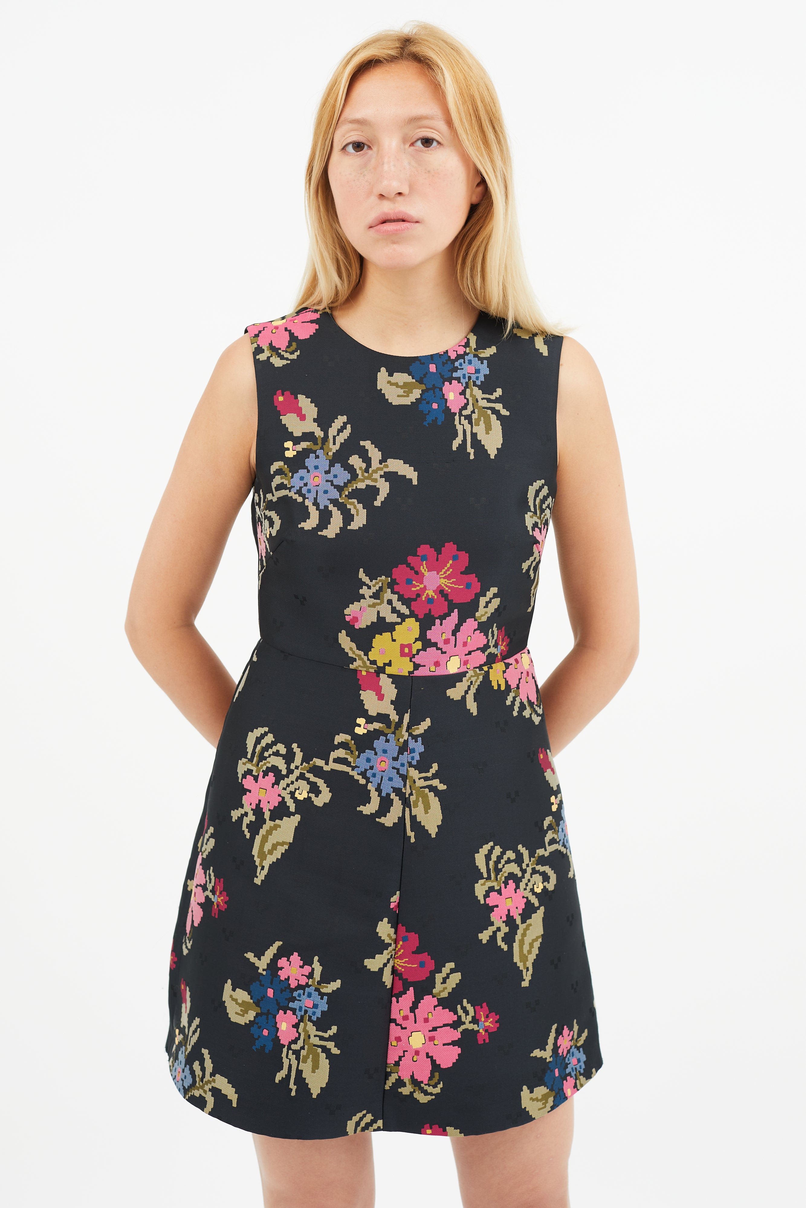 Red Valentino // Black & Multi Floral Embroidered Dress VSP Consignment Red Valentino // Black & Multi Floral Embroidered Dress VSP Consignment